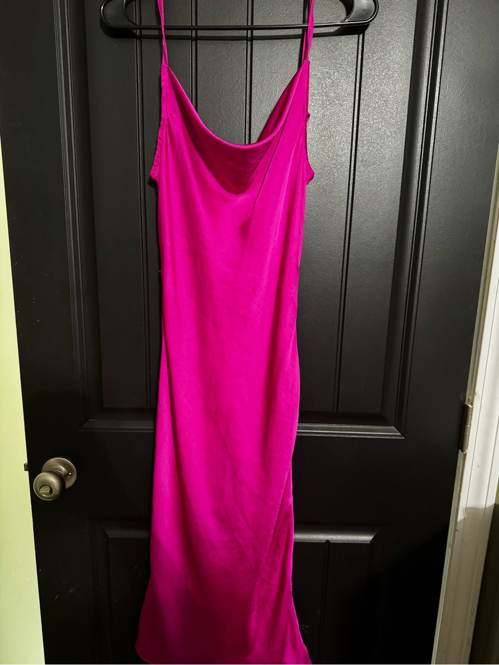 Fuchsia Cowl Slip Dress with Spaghetti Straps